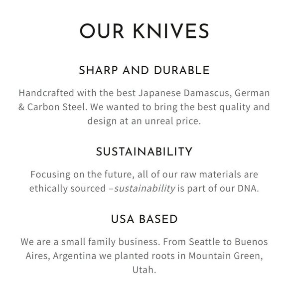 Dedfish Knife German Steel Set-New - Sold Out On Website 9” Chef + 3.5” Pairing - Picture 6 of 9